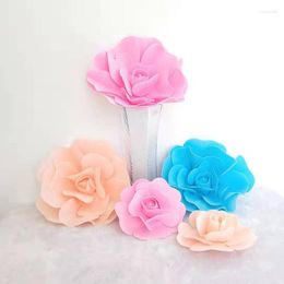 Decorative Flowers 5PCS Flat Bottom PE Foam Artificial Rose Wall Fake Flower Wedding Background Event Scene Layout Decoration