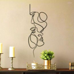 Decorative Figurines Room Decor Aesthetic Abstract Art Woman Line Metal Wall Home Decoration Iron Human Face For Living