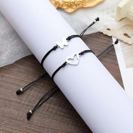 Link Bracelets Shuangshuo 2pc Bohemian Fashion Butterfly Bracelet Creative Adjustable Stainless Steel Lucky Jewelry Accessories