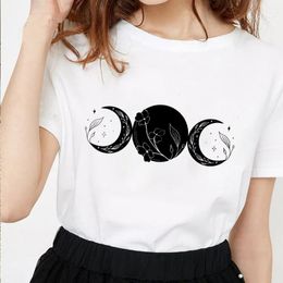 Women's T Shirts 90s Aesthetic Kawaii Line Art Print Shirt Overszied Tops Women Harajuku Graphic Tee Casual Loose Summer Cute Tshirt Street