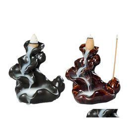 Sachet Bags 1Pcs Ceramic Incense Burner Back Flow Home Decor Lotus Stick Drop Delivery Garden Fragrances Dhpn0