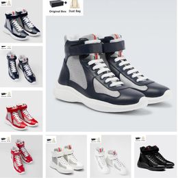 Luxury Design Americas Cup high-top Sport Shoes Light Rubber Sole Trainer Runner Sole Fabric Patent Leather Sneakers Walking EU38-46