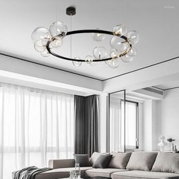 Chandeliers Pendant Lights Black LED Chandelier Modern Kitchen Island Long Hanging Light Dining Bar Office Coffee Restaurant Lamp