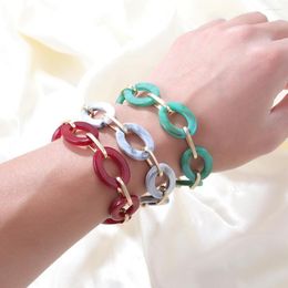 Link Bracelets Vintage Acrylic Chain For Women Splicing Resin Bangles Chunky Thick On Hand Female Wrist Jewelry Gift
