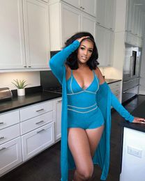 Women's Tracksuits Chocomist Two-pieces Sexy Home Wear Solid Bright Line Decoration Women Romper Set