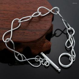 Link Bracelets Brands 925 Stamp Silver Color Twisted Circle 8 Shape For Women Fashion Designer Party Wedding Jewelry Gift