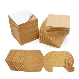 Mats Pads 120Pcs Round Hexagon Selfadhesive Cork Square Plywood Reusable Board Mat Used For Coasters And Diy Drop Delivery Home Ga Dhpm6