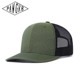 Snapbacks PANGKB Brand Blank Military Green Cap solid black mesh breathable snapback hat adult outdoor sports beach trucker cap wholesale 0105