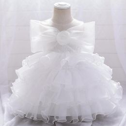 Girl Dresses White Baptism Baby Dress Infant Girls Birthday Princess Lace Cake Tutu Vestidos Born Clothes