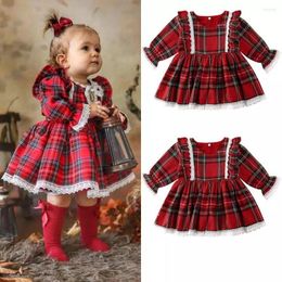 Girl Dresses Girls Christmas Dress Toddler Baby Clothes Lace Ruffles Tutu Party Red Plaid Xmas Costumes Year 2023 Outfits