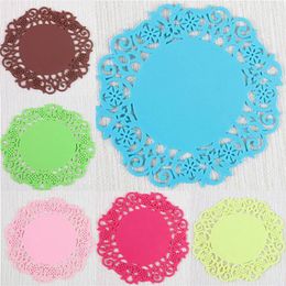 Table Mats Decorative Silicone Doily Lace Floral Edge Cup Mat Mini Dish Mug Placemat Pad Tableware