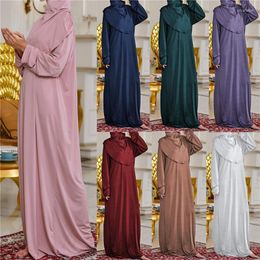 Ethnic Clothing Eid Hooded Muslim Women Hijab Dress Prayer Garment Ramadan One Piece Full Cover Abaya Islam Dubai Modest Robe Black