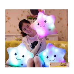 Cushion/Decorative Pillow Luminous Cute 30Cmx30Cm Star Heart Bear Paw Led Light Plush Night Kids Cushion Christmas Toys Dh0198 Drop Dh4Sc