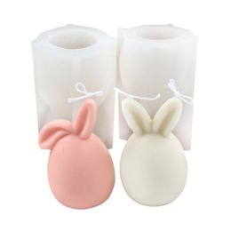 Happy Easter Party 3D Bunny Candle Mould Home Made DIY Silicone Rabbit Soap Aroma Candle Making Tools