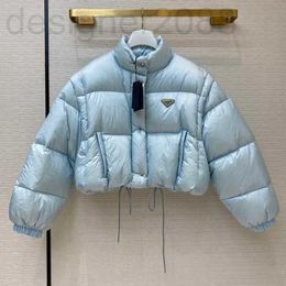 Women's Down & Parkas Designer Women Blue Convertible Jacket Slim Coats Sleeves Detachable 2JVS