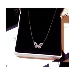 Pendant Necklaces Ins Top Sell Butterfly Luxury Jewellery 925 Sterling Sier Rode Gold Fill Pave White Sapphire Cz Diamond Gemstones Pa Dhihf