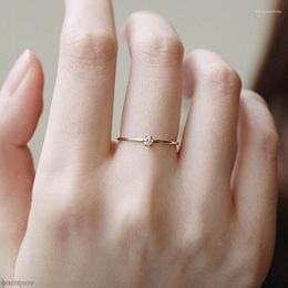 Wedding Rings Fashion Stainless Steel Cubic Zirconia Thin Finger Ring Jewellery Zircon Minimalist Female