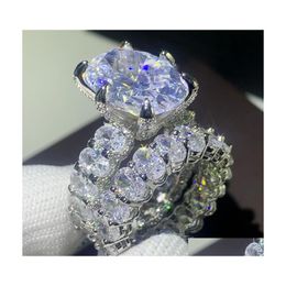 Wedding Rings Unique Top Sell Vintage Jewellery Couple 925 Sterling Sier Dragon Claw Oval Cut White Topaz Cz Diamond Women Bridal Ring Dhcub