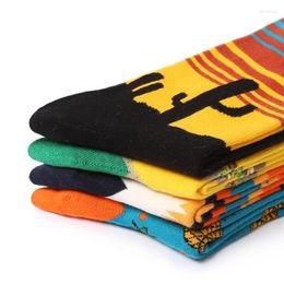 Men's Socks Casual Men Cotton Long Sports Elastic Breatheable Soft Crew Sock Abstract Art Patterned