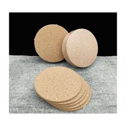 Mats Pads Classic Round Plain Cork Coasters Placemat Drink Wine Mat Tea Cup Pad Creative Party Gift Customizable Dbc Drop Delivery Dhdqx