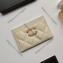 Luxury Mini 19 Caviar Designer Wallets Card Holder Shiny Pearly Grained Calfskin Quilted Classic Card Pack Gold Meat Hardware Purs282v