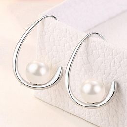 Hoop Earrings S925 Sterling Silver 35MM Water Drop Pearl For Women Fashion Engagement Anniversary Gift Jewellery