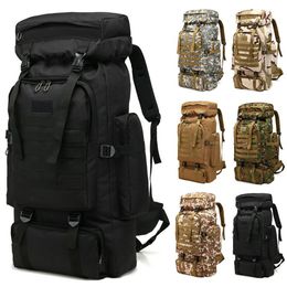 School Bags 80L Large Capacity Travel Climbing Tactical Military Backpack Women Army Canvas Bucket Shoulder Sports Male 230106