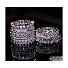 Wedding Rings Size 512 Mti Stone Shape Luxury Jewellery 925 Sterling Sier Princess White Topaz Cz Diamond Gemstones Promise Women Band Dhvd8