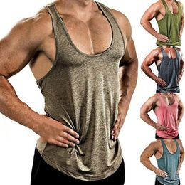 Men's Tank Tops 4 Colours Fitness Clothing Bodybuilding Top Men Stringer Singlet Cotton Sleeveless Shirt Workout Man Undershirt