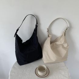 Evening Bags Nylon Shoulder Bag Large Capacity Handbag Shopping Bucket Pure Color Simple Art