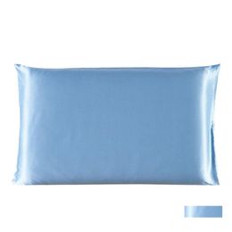 Pillow Case 20X36Inch Silk Satin Pillowcase Home Mticolor Cool Zipper Er Double Face Envelope Bedding Drop Delivery Garden Textiles S Dhrec