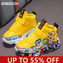 Sneakers Size 26 36 Children Sports for Girls Kid Cartoon Graffiti Pattern Casual Shoes Boys Basketball Shoe chaussures de sport 230106