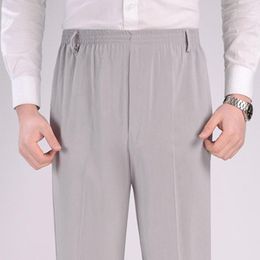 Men's Pants 2023 Spring And Summer Non-Ironing Ice Silk Leggings Casual Straight Thin Trousers With An Elasticated Waist Loose Track