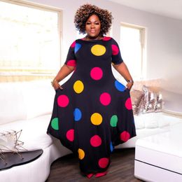 Plus Size Dresses Women 4xl Dot Print Loose Party Evening Dress 2023 Summer Luxury Club Elegant Robe Fashion Wholesale Clothes