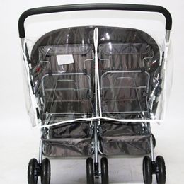 Stroller Parts Accessories Baby Pushchairs Rain Cover for Twins Clear Raincoat Wind Dust Shield 230106