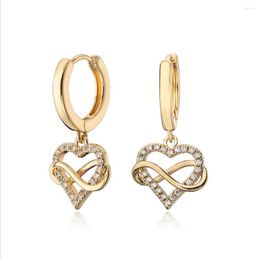 Hoop Earrings SIPENGJEL Fashion Bling Zircon Stone Gold Colour Cute Heart For Women Korean Drop Jewellery