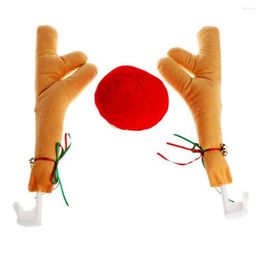 Interior Decorations 2 Antlers 1 Nose Cute Vehicle Horn Costume Set And Red Noses Christmas Car Decor Accessories Y40