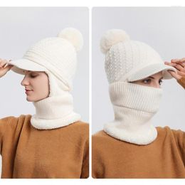 Visors Practical Women Hat Wear Resistant Knitted Ear Cover Winter Accessories Windproof Yarn Neck Warmer For Hiking