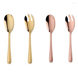 Dinnerware Sets Salad Spoon Fork Set Stainless Steel Kitchen Server Pasta Utensils Public Gold Tableware Buffet Restaurant Tools