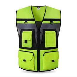 Men's Tank Tops Safety Vest In Mens High Visibility Refective Safty Waistcoat Summer Hi Vis Workwear Jacket Logo Print