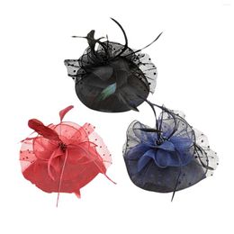 Berets Fascinators Hat Flower Mesh Feather Pillbox Handmade Headband For Bridal Wedding Hair Decoration Headwear