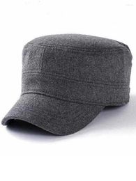 Ball Caps Old Man Winter Full Closed Felt Peaked Cap Male Outdoors Fitted Flat Army Hats Men Big Size Wool Baseball 56-59cm 59-66cm