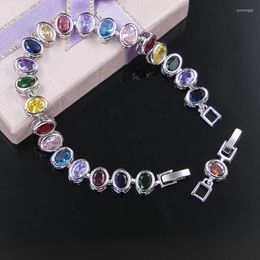 Charm Bracelets Shiny CZ Promotion Summer Many Colors Zircon Silver Color Bracelet For Decoration Fashion