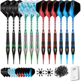 Darts CyeeLife 12 Pieces Professional 18G Soft Tip Darts Set with 100 PCS Extra Plastic Tips for Electronic Dartboard Accessories 0106