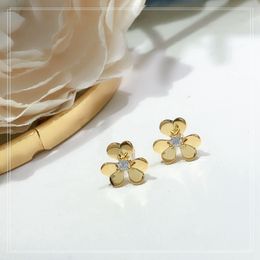 Stud S925 Sterling Silver Plating 18K Gold flower Lady's Earrings Fashion Goes With Everything Sweet The High Quality 230105