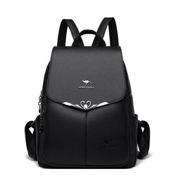 School Bags Luxury Designer Fashion Backpack for Women Pu Leather Female Large Capacity Travel Bagpack Ladies Laptop 230106