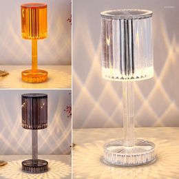 Table Lamps Lamp Crystal Touch Control Color Changing Light Romantic Bar Atmosphere USB Rechargeable Night For El
