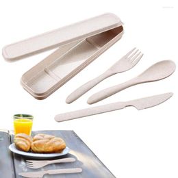 Dinnerware Sets Cutlery Set Fork Spoon Cutter Three-piece Wheat Stalks Tableware Children Adult Portable For Outdoor Travel Suit