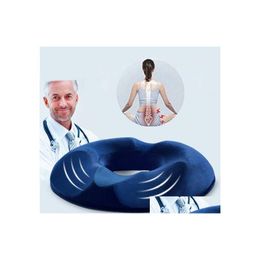 Cushion/Decorative Pillow Comfort Memory Foam Seat Cushion Spinal Alignment Chair Pad For Relief From Sitting Back Pain Breathable O Dhmhf