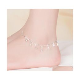 Anklets 2021 Kofsac Fashion 925 Sterling Sier Chain For Women Party Charm Star Ankle Bracelets Foot Jewelry Cute Girl Gift Drop Deliv Dhxqn